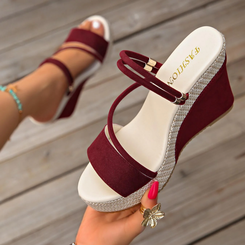 Women¡¯s VelvetAir Ankle-Strap Platform Wedge Sandals ¨C Breathable Suede Elegant Shoes