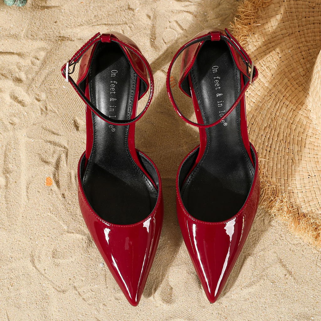 Women¡¯s Am¨¦lie Minimalist Buckle Strap Pointed-Toe High Heels ¨C Slim Stiletto Office & Evening Shoes