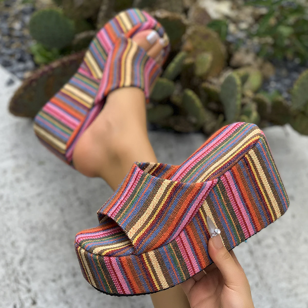 Women¡¯s Sienna Leopard Platform Sandals ¨C 10?cm Thick Heel Chunky Summer Slides