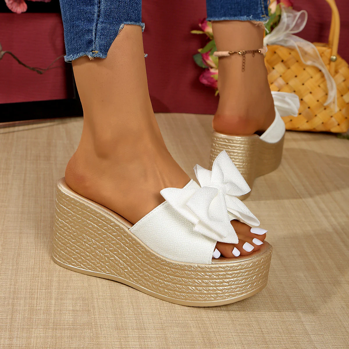 Bootara Women¡¯s BowBella Platform Wedge Sandals ¨C Chunky Flatform Summer Shoes