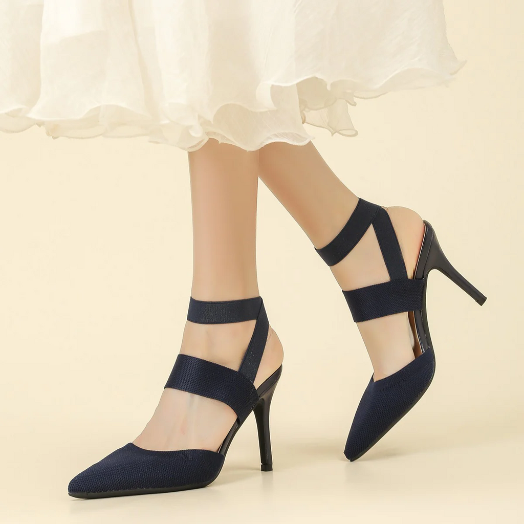 Women¡¯s Amara Fabric Ankle-Strap Stiletto Pumps ¨C Pointed-Toe Hollow Side Elegant Heels