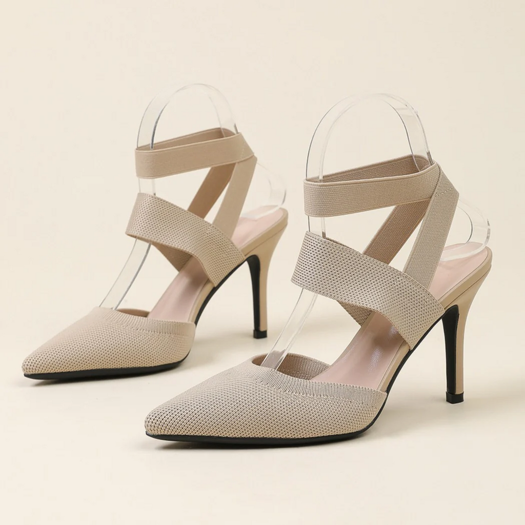 Women¡¯s Amara Fabric Ankle-Strap Stiletto Pumps ¨C Pointed-Toe Hollow Side Elegant Heels