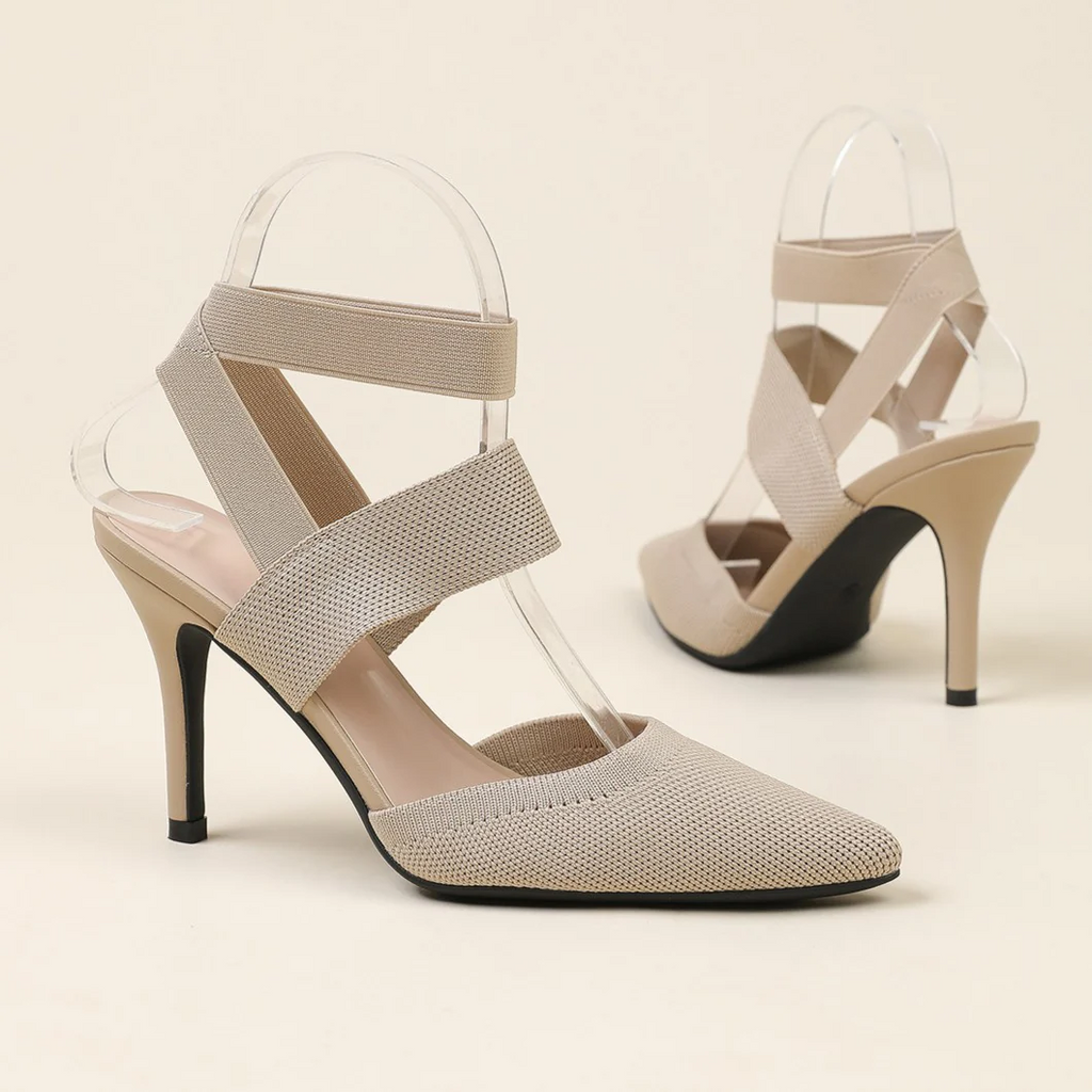Women¡¯s Amara Fabric Ankle-Strap Stiletto Pumps ¨C Pointed-Toe Hollow Side Elegant Heels
