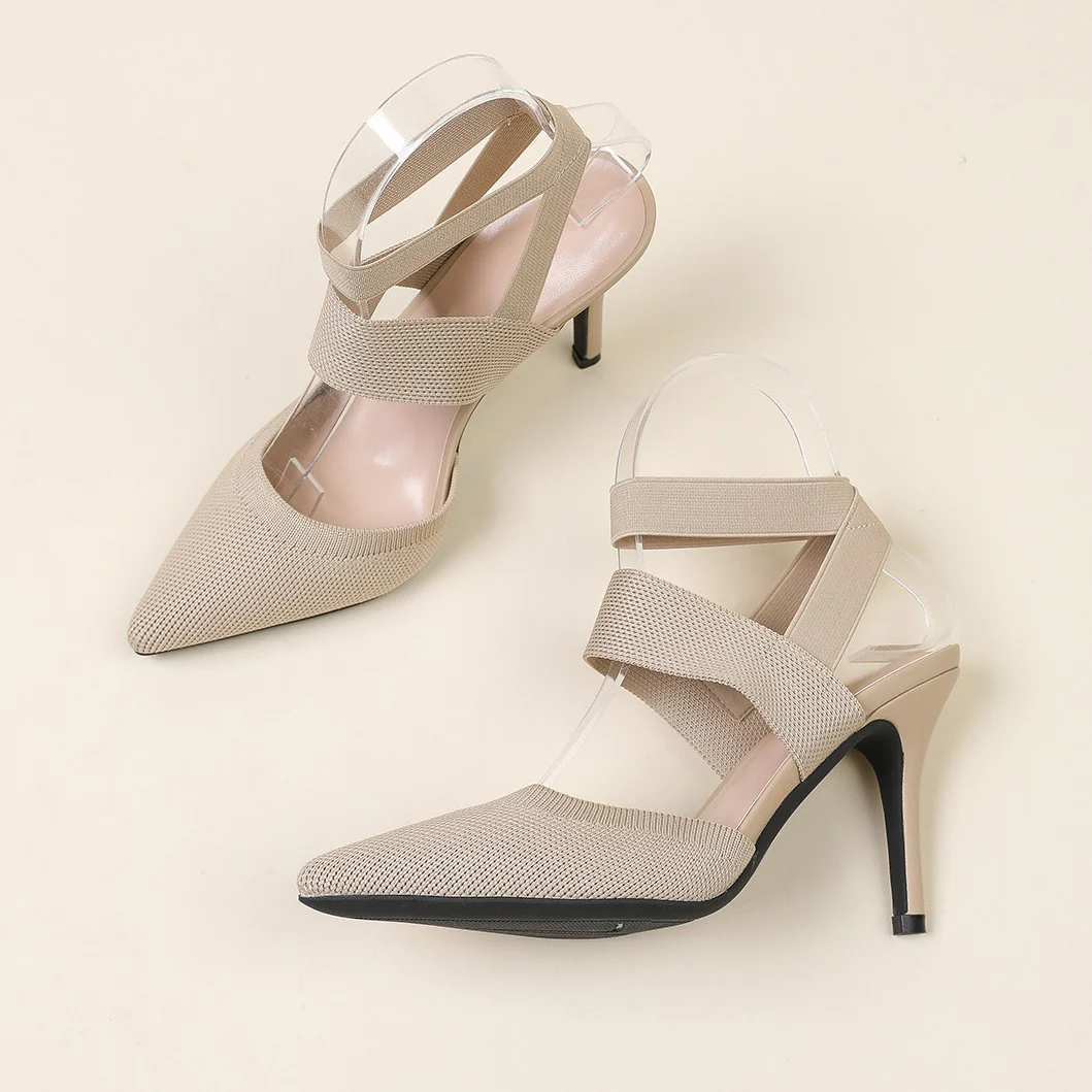 Women¡¯s Amara Fabric Ankle-Strap Stiletto Pumps ¨C Pointed-Toe Hollow Side Elegant Heels