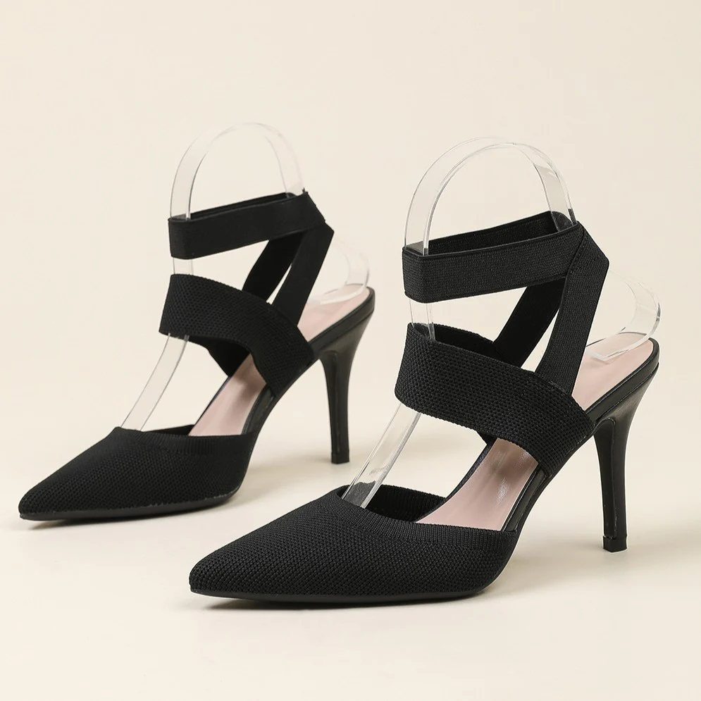 Women¡¯s Amara Fabric Ankle-Strap Stiletto Pumps ¨C Pointed-Toe Hollow Side Elegant Heels