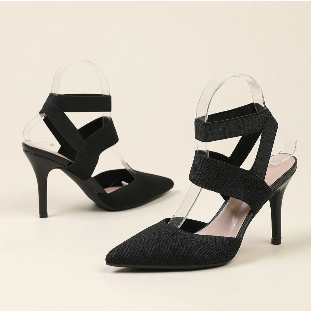 Women¡¯s Amara Fabric Ankle-Strap Stiletto Pumps ¨C Pointed-Toe Hollow Side Elegant Heels