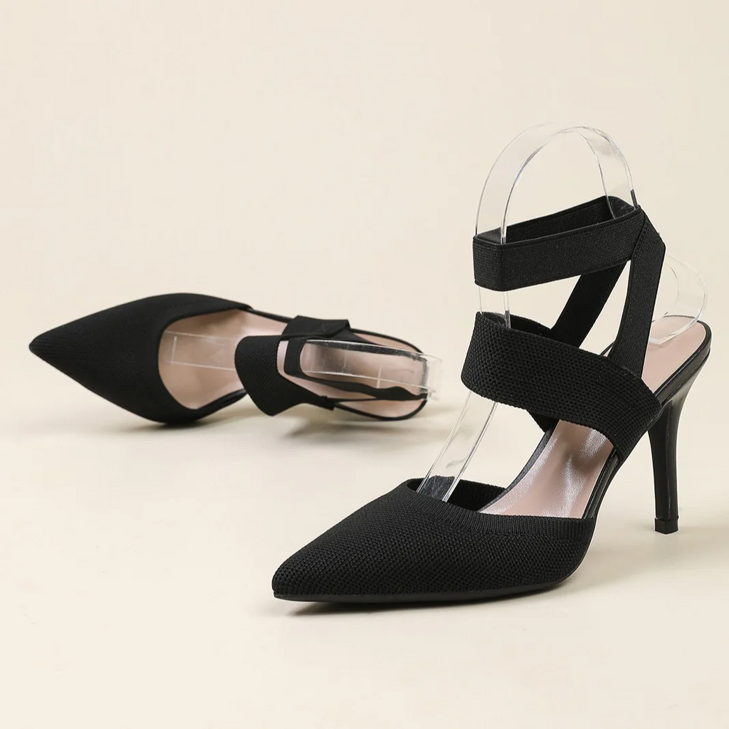 Women¡¯s Amara Fabric Ankle-Strap Stiletto Pumps ¨C Pointed-Toe Hollow Side Elegant Heels