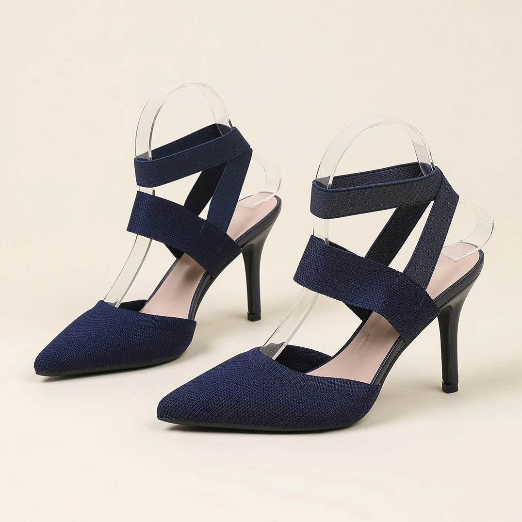 Women¡¯s Amara Fabric Ankle-Strap Stiletto Pumps ¨C Pointed-Toe Hollow Side Elegant Heels