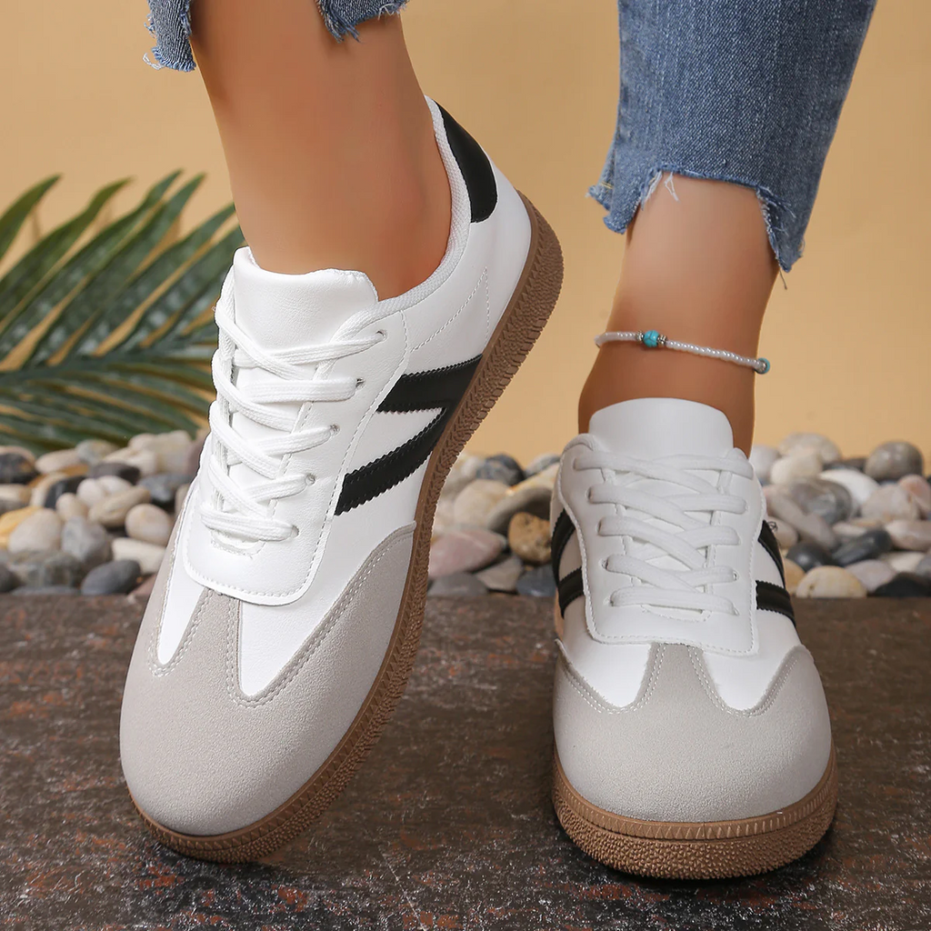 Women¡¯s Everyday Court Color-Block Trainer Sneakers ¨C Soft-Sole Flat Shoes