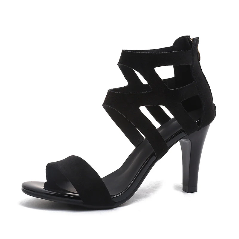 Women¡¯s Aurora Rome Stiletto Heels ¨C Zip Back Suede Open-Toe Sandals