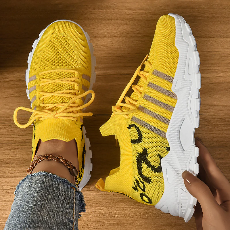 Women¡¯s FlyStep Knit Sneakers ¨C Leopard Print Lightweight Slip-On Shoes