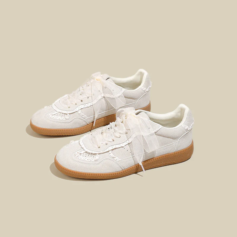 Women¡¯s Verona Lace Leather German Trainer Sneakers ¨C Retro Lightweight Casual Trainers