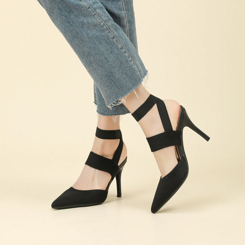 Women¡¯s Amara Fabric Ankle-Strap Stiletto Pumps ¨C Pointed-Toe Hollow Side Elegant Heels