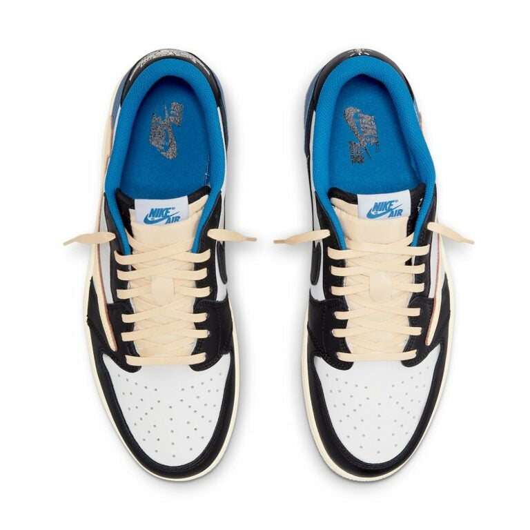 Fragment Design x Travis Scott x Air Jordan 1 Retro Low ¡®Sail Black Military Blue¡¯