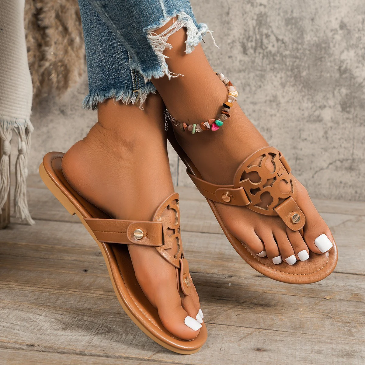 Women¡¯s Aurelia Flat Thong Sandals ¨C Elegant Roman-Inspired Summer Slides