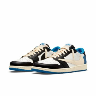 Fragment Design x Travis Scott x Air Jordan 1 Retro Low ¡®Sail Black Military Blue¡¯