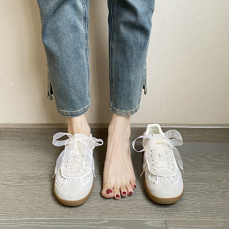 Women¡¯s Verona Lace Leather German Trainer Sneakers ¨C Retro Lightweight Casual Trainers