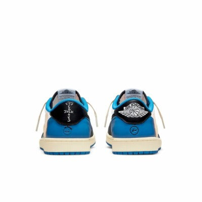 Fragment Design x Travis Scott x Air Jordan 1 Retro Low ¡®Sail Black Military Blue¡¯