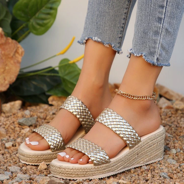 Women¡¯s RetroWeave Wedge Slide Sandals ¨C Braided Platform Summer Slippers