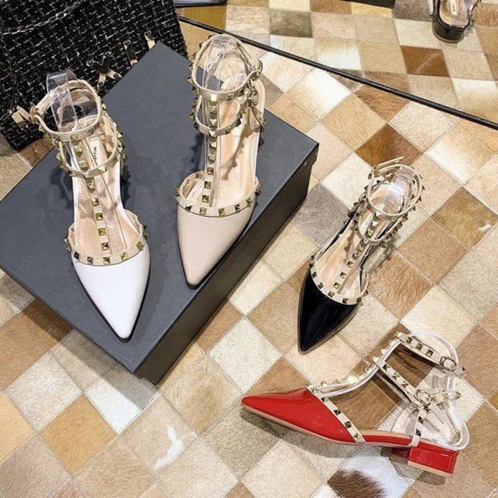 Women¡¯s Studded Pointed Toe Low Heels