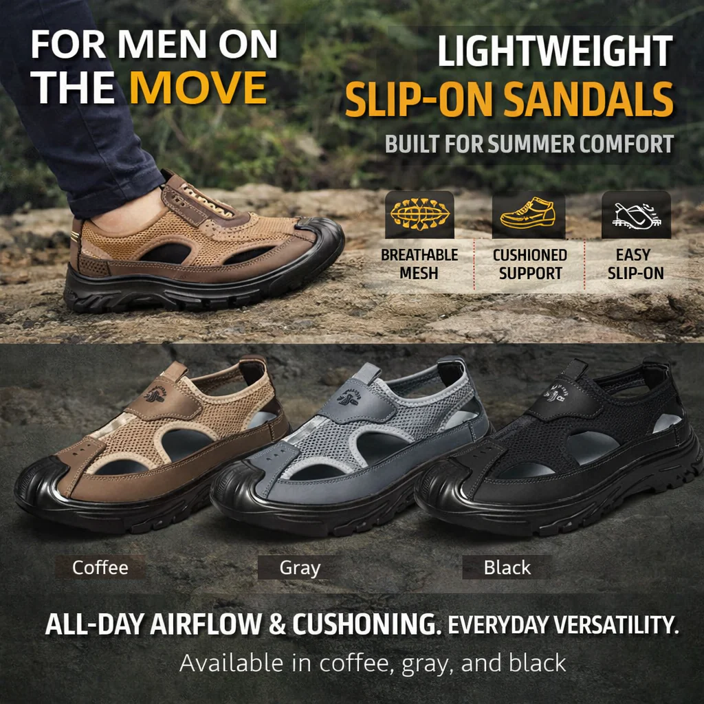 Aero Men¡¯s Breathable Closed-Toe Sandals ¨C Lightweight Mesh Outdoor Casual Beach Shoes