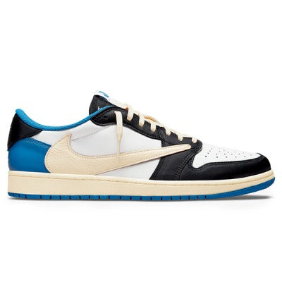 Fragment Design x Travis Scott x Air Jordan 1 Retro Low ¡®Sail Black Military Blue¡¯