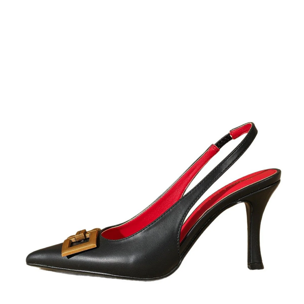 Women¡¯s Liora Open-Back Toe-Ring Stiletto Pumps ¨C Minimalist Chic Pointed-Toe Slim Heels