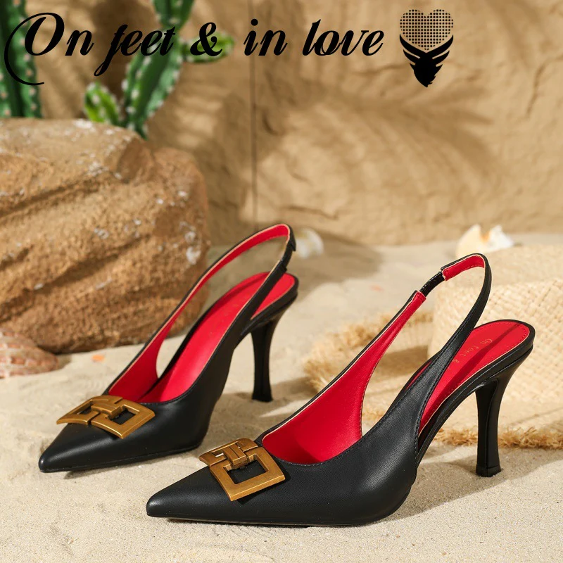Women¡¯s Liora Open-Back Toe-Ring Stiletto Pumps ¨C Minimalist Chic Pointed-Toe Slim Heels