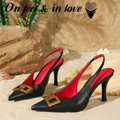 Women¡¯s Liora Open-Back Toe-Ring Stiletto Pumps ¨C Minimalist Chic Pointed-Toe Slim Heels