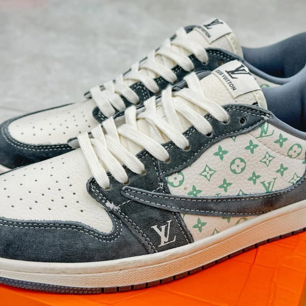 Louis Vuitton x Nike Air Jordan 1 Low ¡°Green Monogram Suede¡± (Custom)