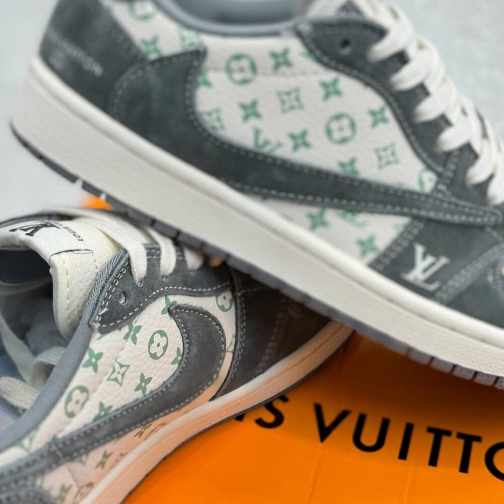 Louis Vuitton x Nike Air Jordan 1 Low ¡°Green Monogram Suede¡± (Custom)