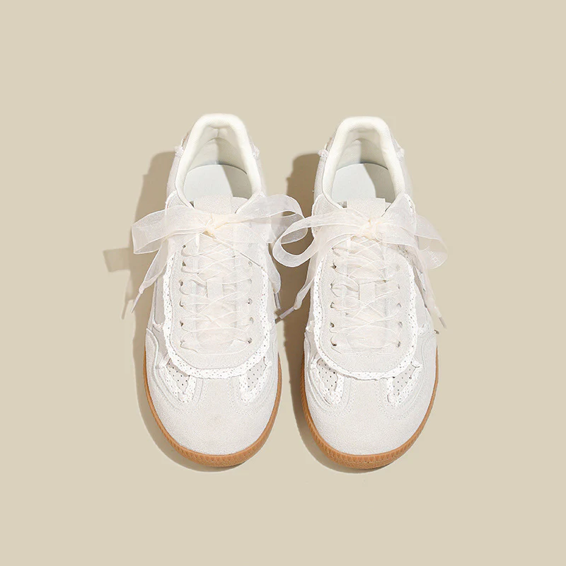 Women¡¯s Verona Lace Leather German Trainer Sneakers ¨C Retro Lightweight Casual Trainers