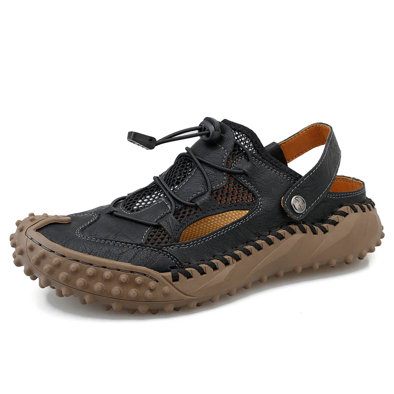 Coast Men¡¯s Closed-Toe Breathable Sandals ¨C Soft Leather & Mesh Adjustable Casual Beach Shoes