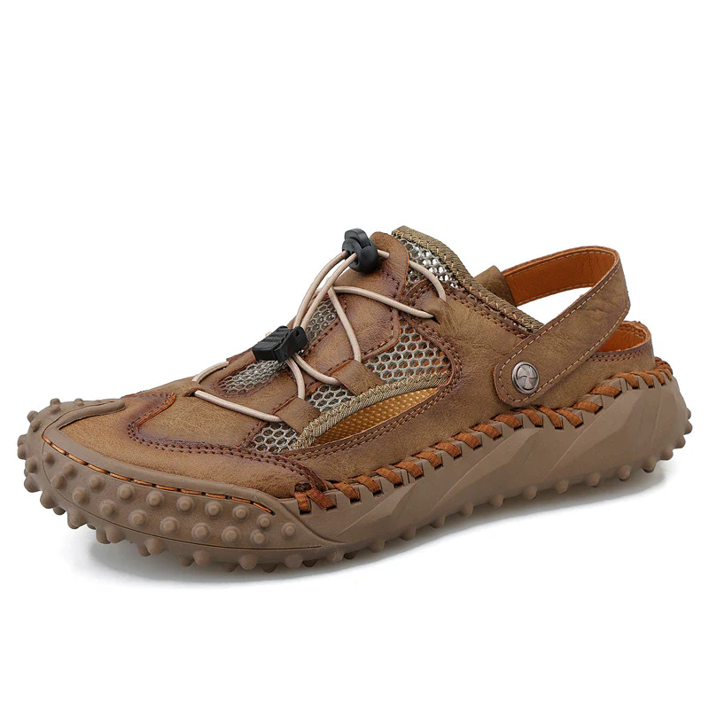 Coast Men¡¯s Closed-Toe Breathable Sandals ¨C Soft Leather & Mesh Adjustable Casual Beach Shoes