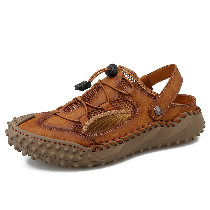 Coast Men¡¯s Closed-Toe Breathable Sandals ¨C Soft Leather & Mesh Adjustable Casual Beach Shoes