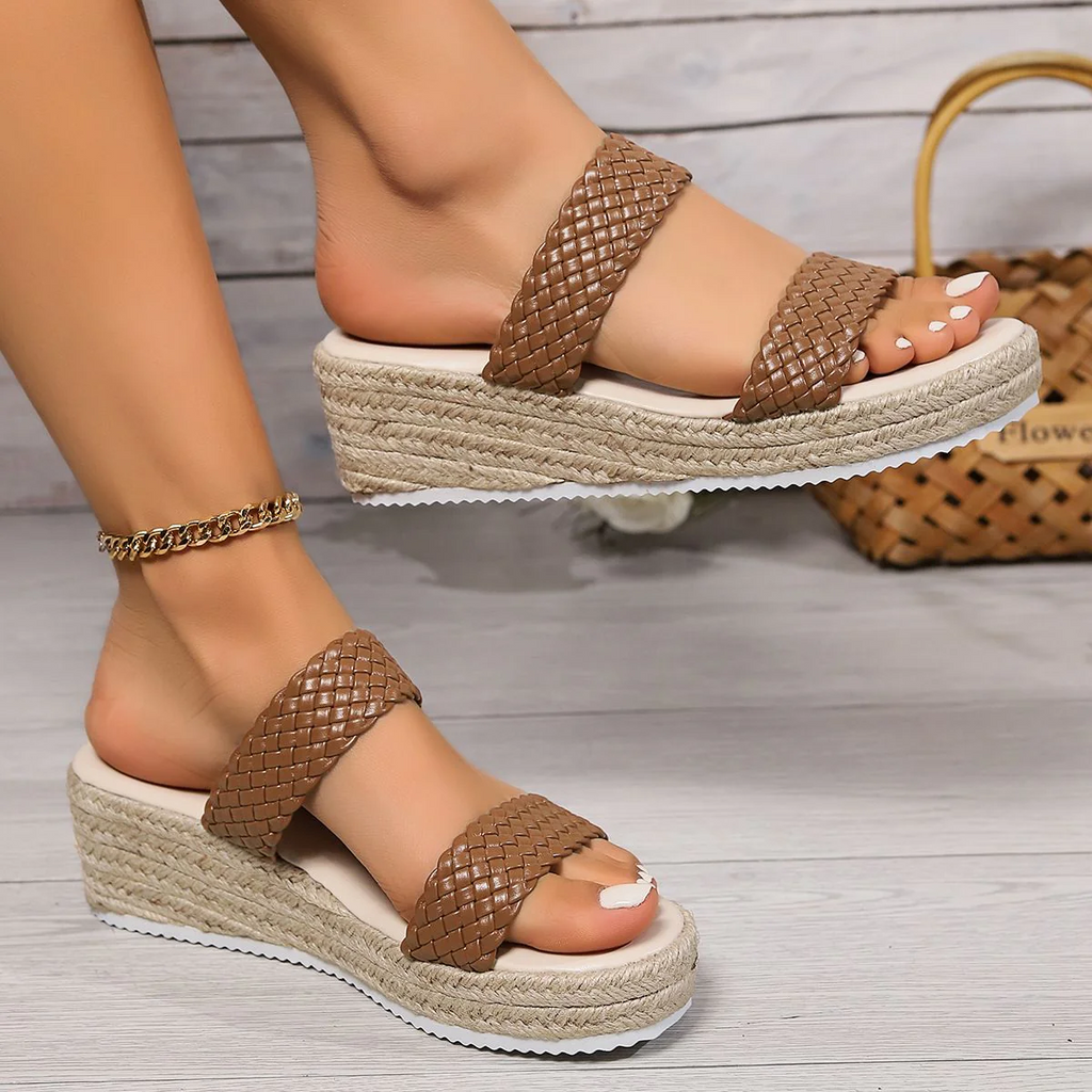 Women¡¯s RetroWeave Wedge Slide Sandals ¨C Braided Platform Summer Slippers